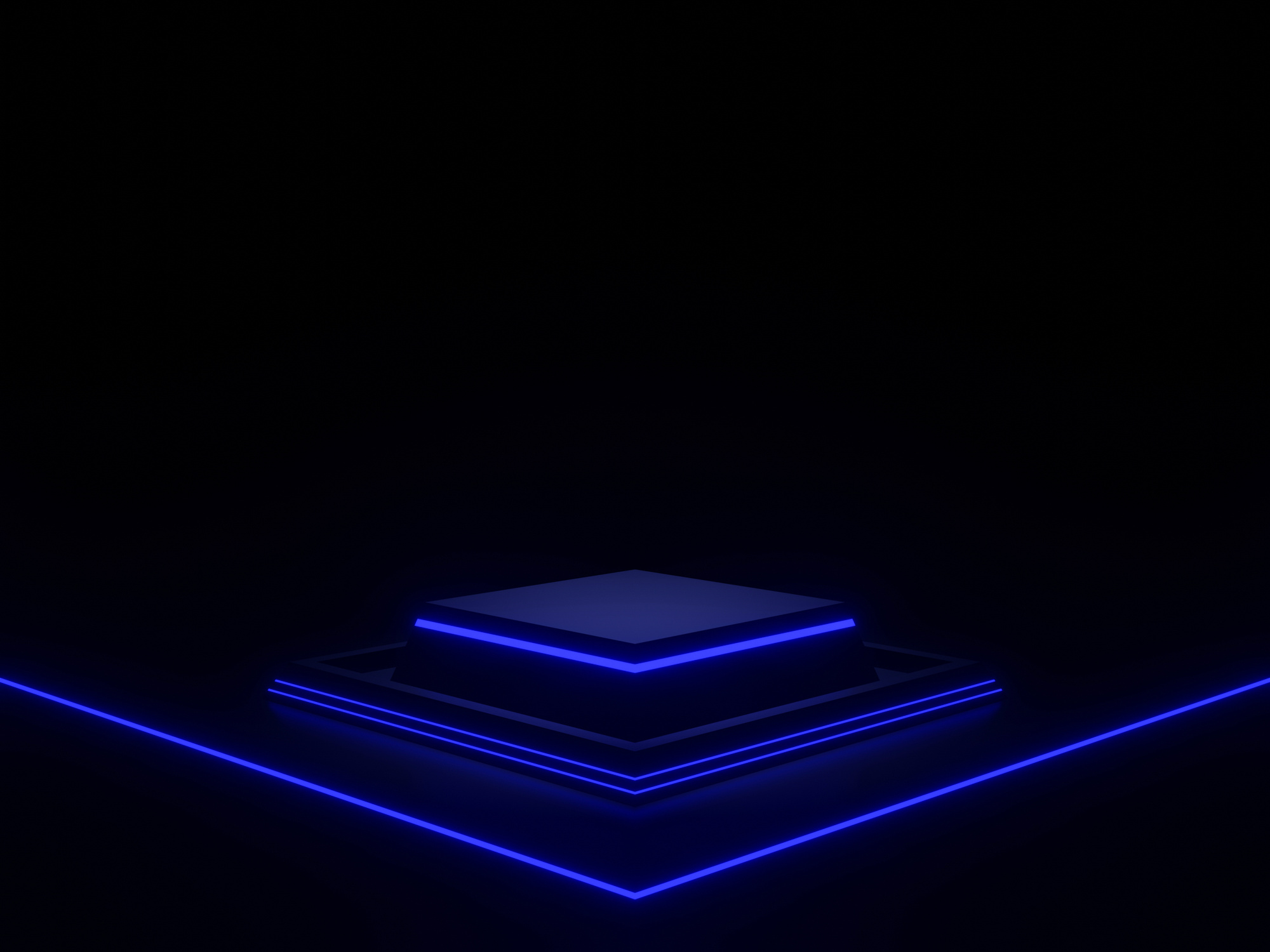 3D Black Scientific Stage Podium with Blue Neon Light